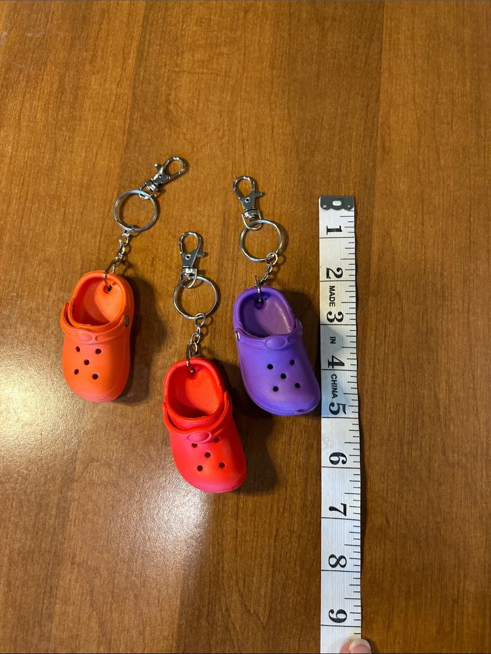 Mini Clog Keychain Set - Orange, Red, Purple